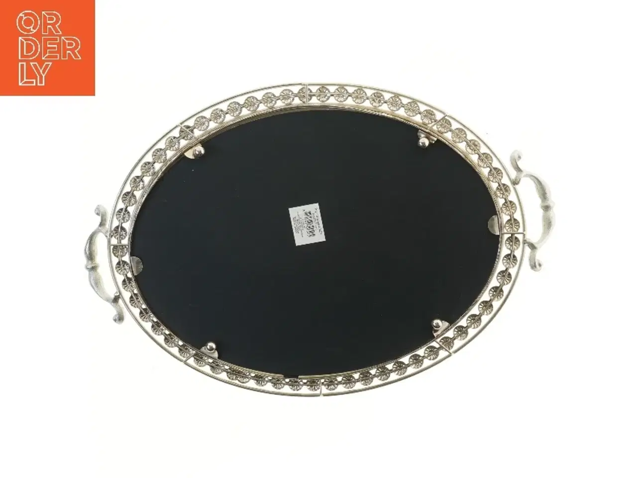 Billede 2 - Oval dekorationsbakke med spejl (str. 51x33x7,5 cm)