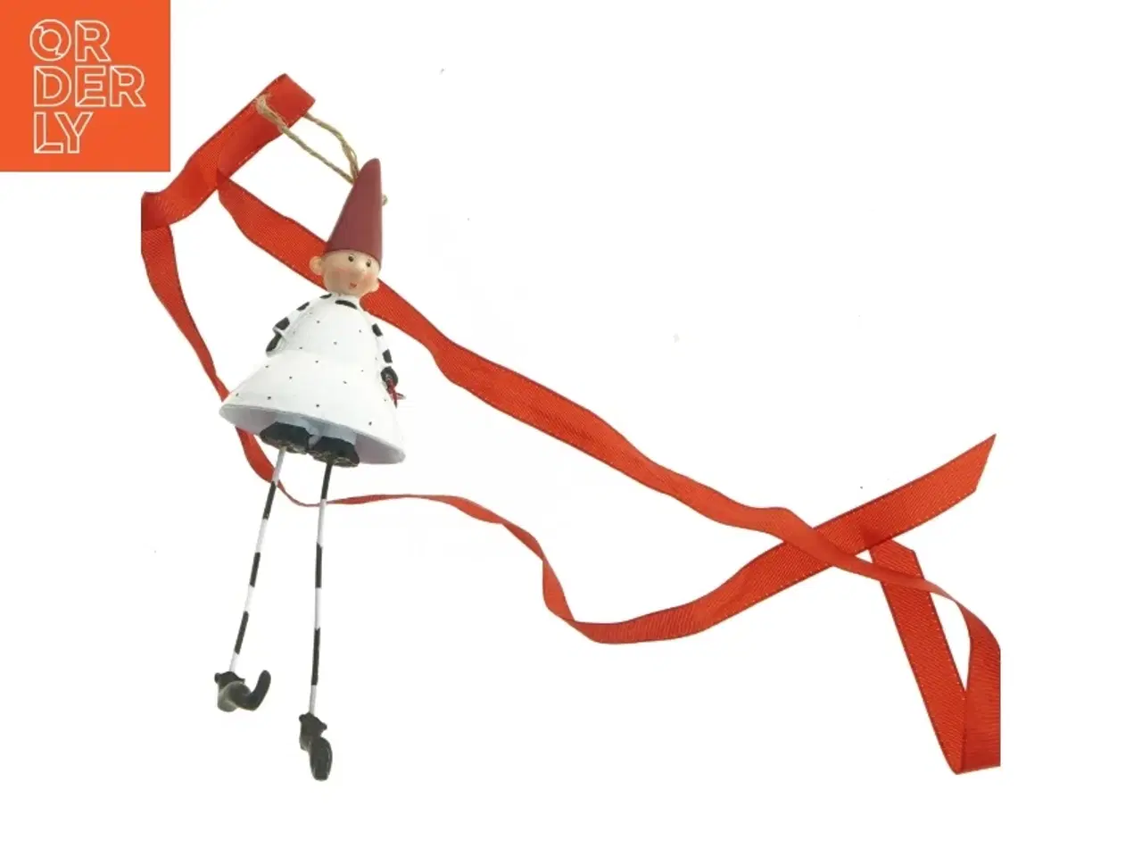 Billede 1 - Juledekoration med rød bånd (str. 22x7 cm)