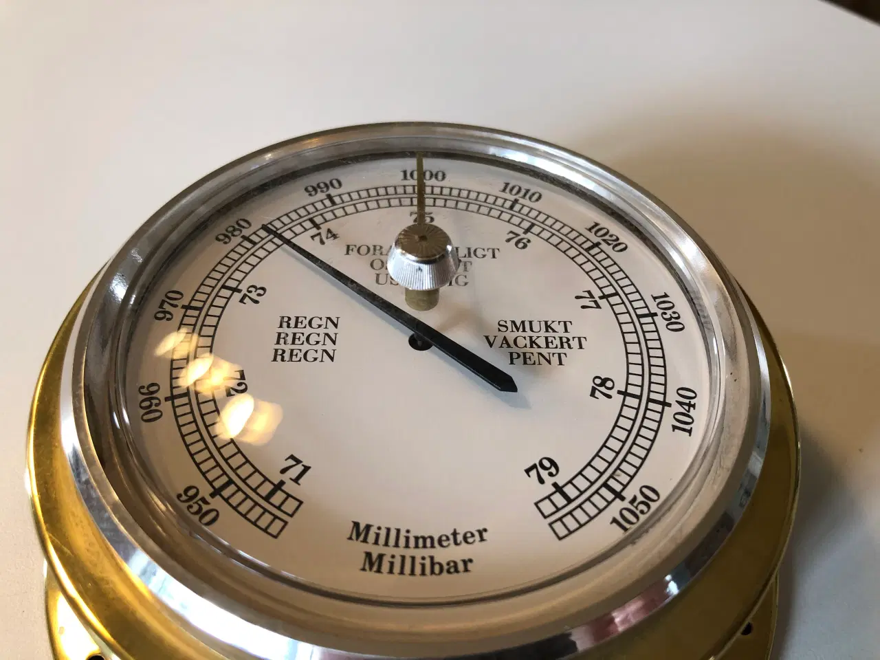 Billede 8 - Flot messing skibsur og barometer med patina