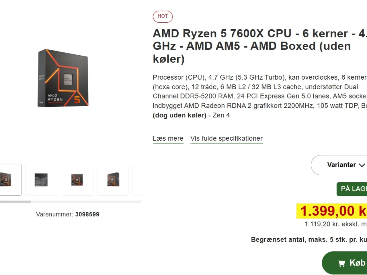 Billede 1 - AMD RYZEN 5 7600X