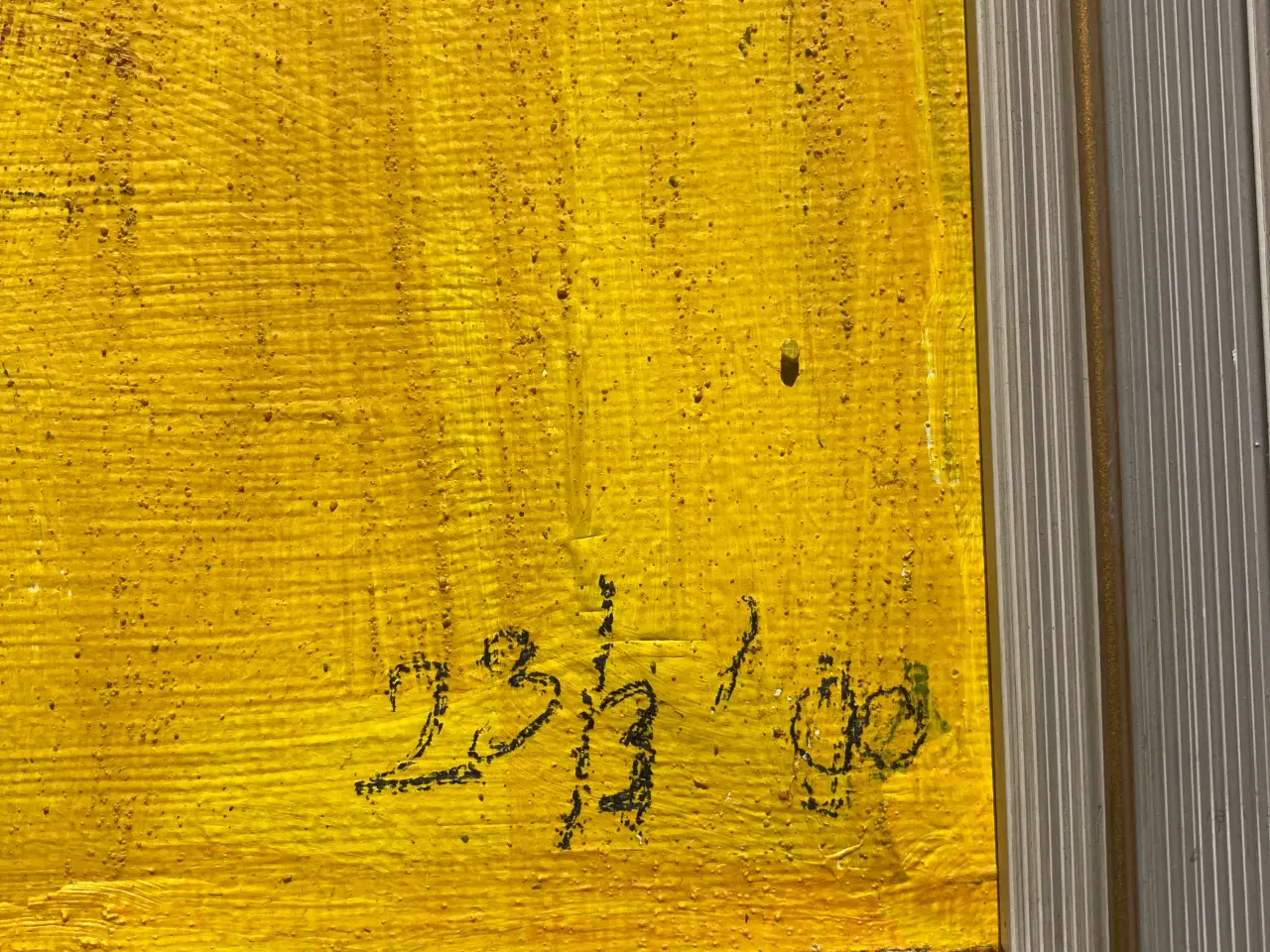 Billede 3 - Stort Religiøst kristent  maleri kors motiv gul