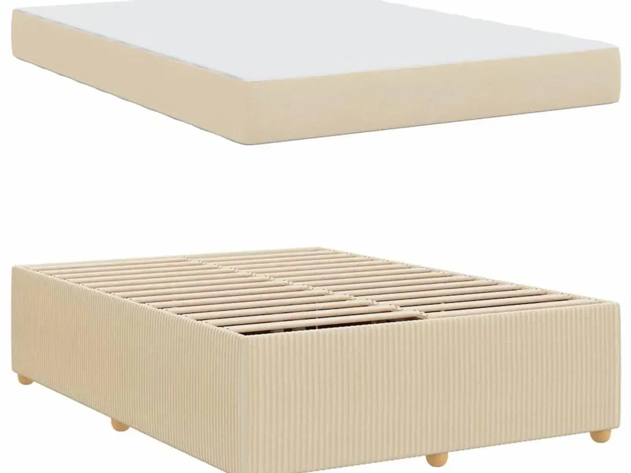 Billede 2 - Sengestel med madras Creme 160 x 200 cm Stof