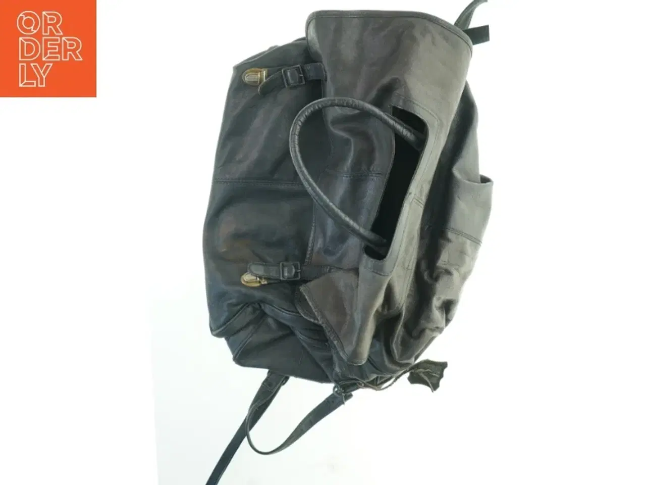 Billede 5 - Sort skuldertaske i læder (str. 47x37x27 cm)