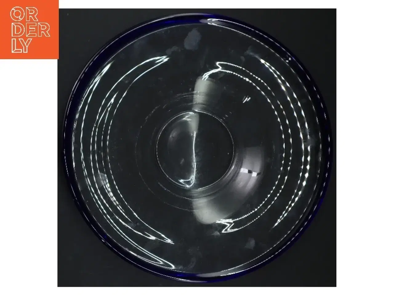 Billede 3 - Glasfad med blå kant (str. 23,5 cm)
