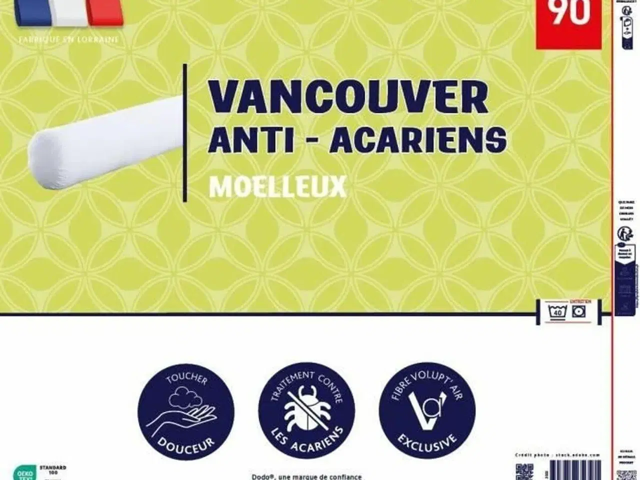 Billede 2 - Kropspude DODO Vancouver 90 cm - hvid, anti-støvmide