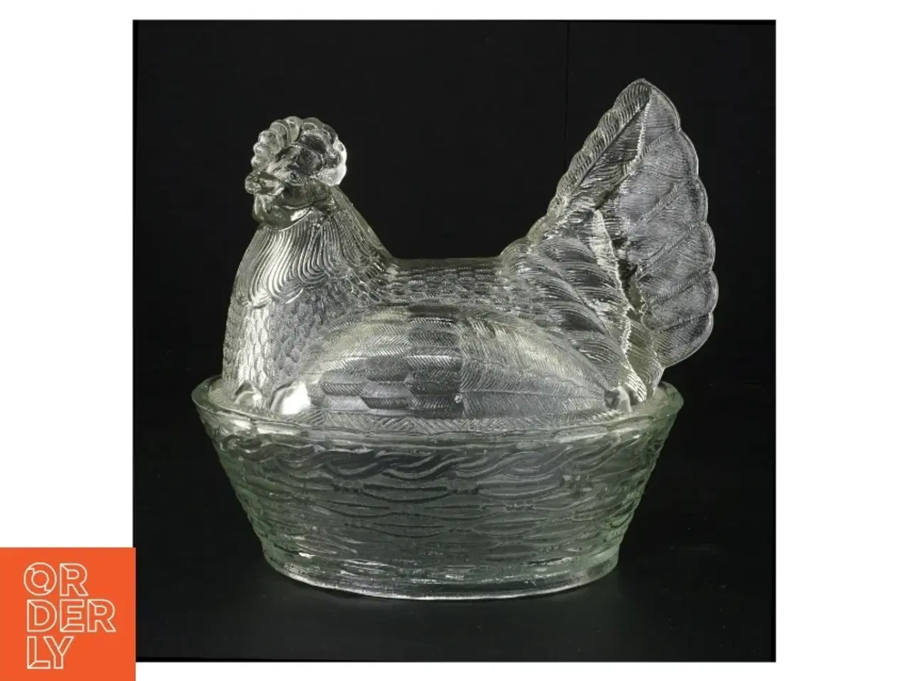 Billede 1 - Stor Glas høne krukke med låg (str. 22 x 16 cm)