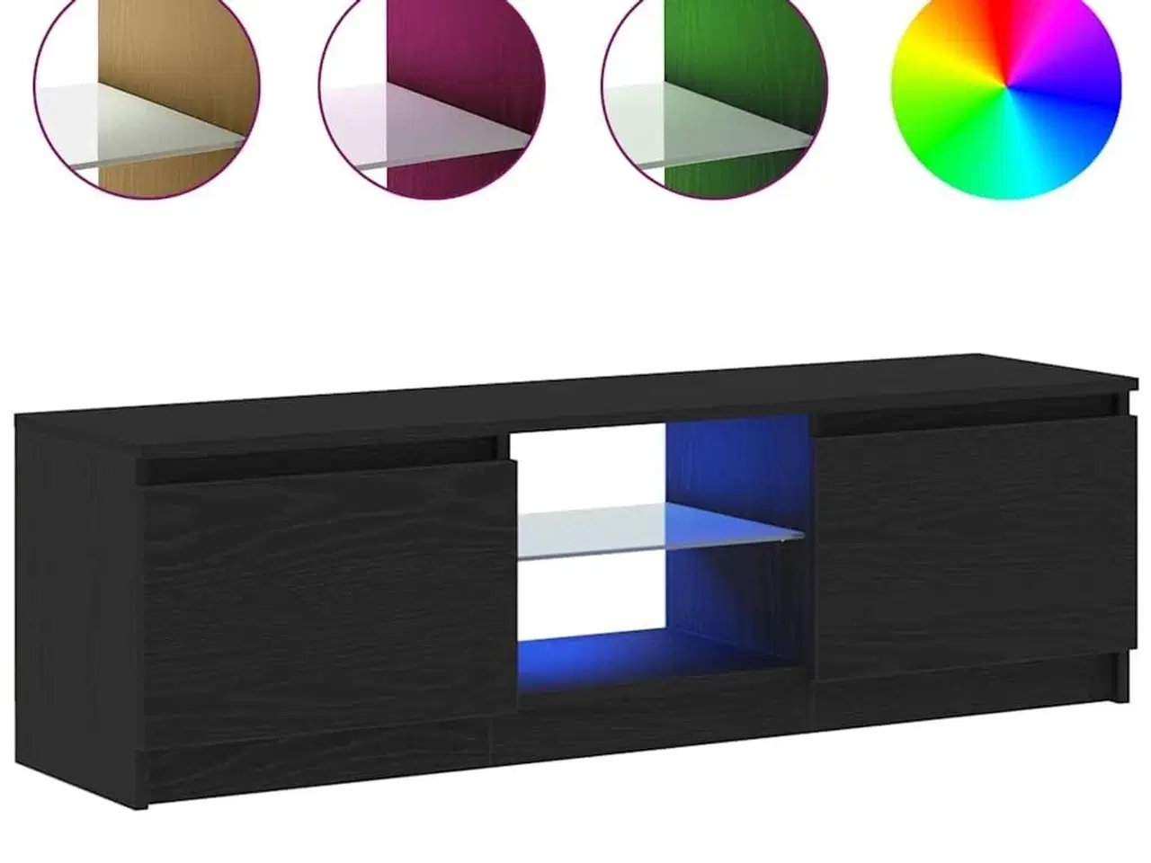 Billede 2 - Tv-bord med LED-lys 120x30x36 cm konstrueret træ sort egetræ