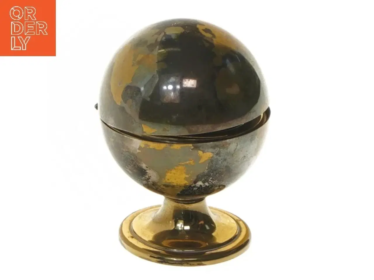 Billede 1 - Vintage pudderdåse på fod, formet som globus (str. 8 cm)