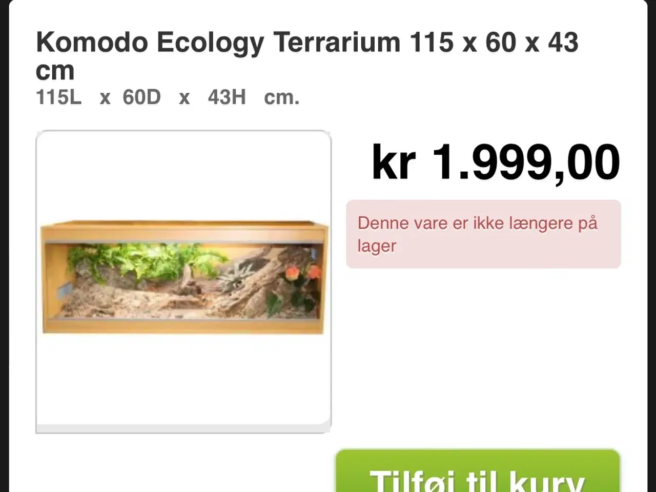 Billede 1 - Terrarium I træ med lampe til lysrør og varmelampe