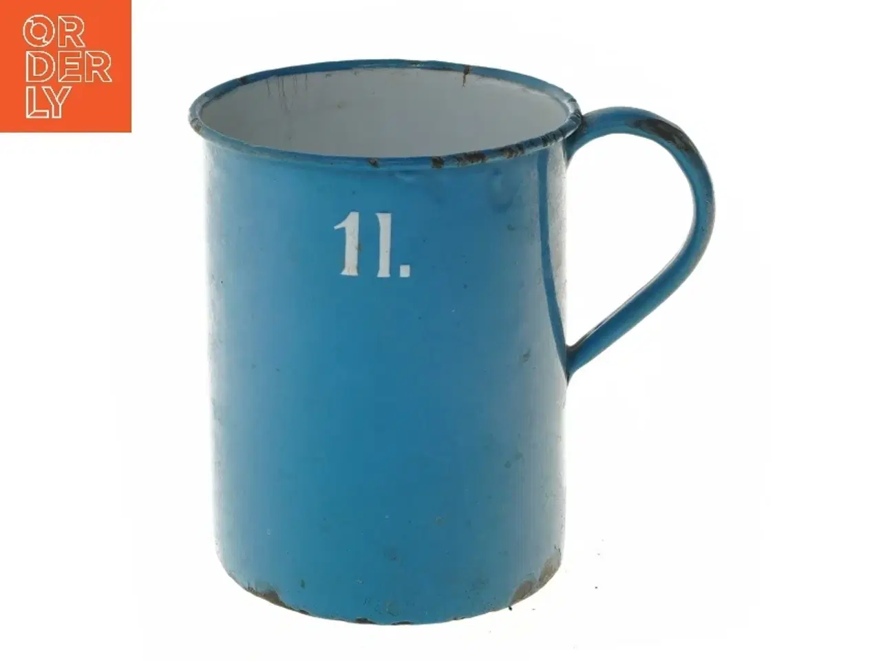 Billede 1 - Blå emaljekrus (str. Ø 11 cm længde 13,5 cm)