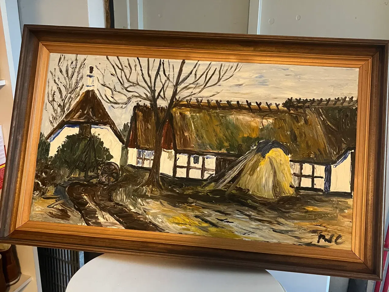 Billede 1 - Maleri af stråtækte huse