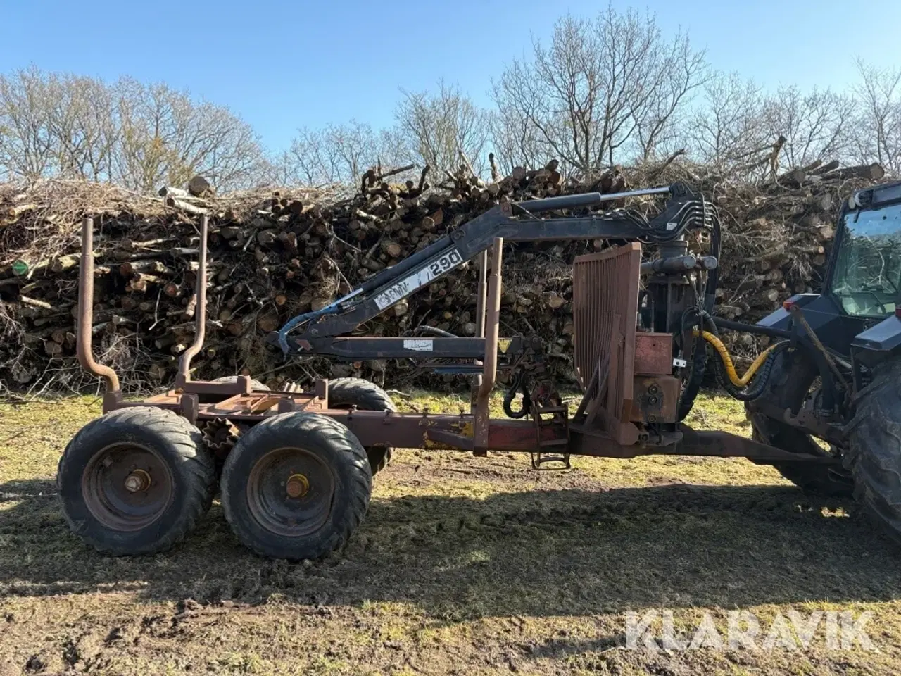 Billede 7 - Traktor Valmet 6800 med frontlæsser & skovvogn & kranarm