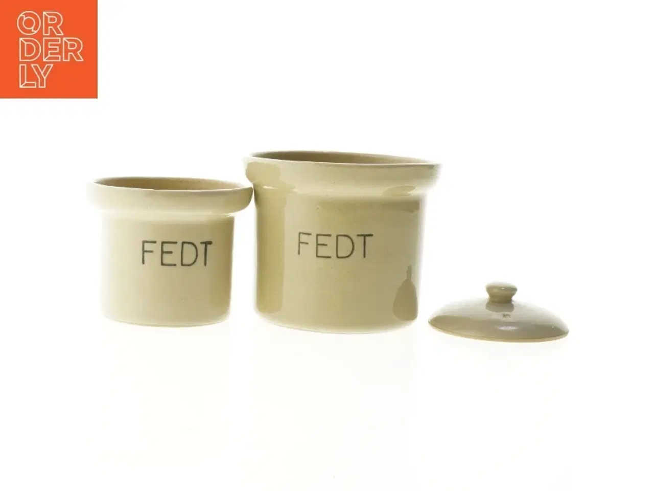 Billede 1 - Keramiske fedtkrukker fra Denby Stoneware (str. Ø. 14 cm. og ø. 12 cm)