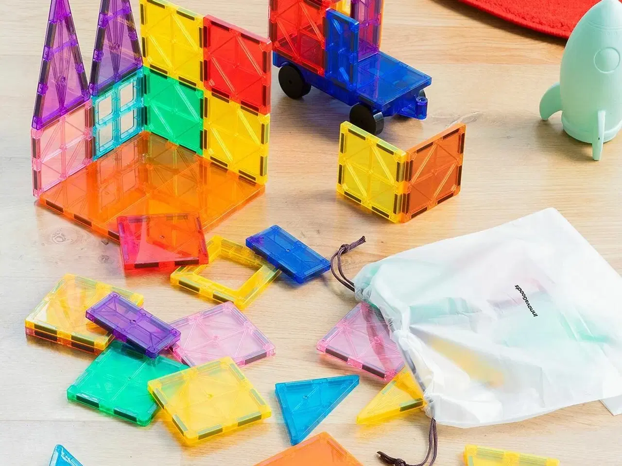 Billede 3 - Magnetiske 3D-byggeklodser Magoks - 57 dele