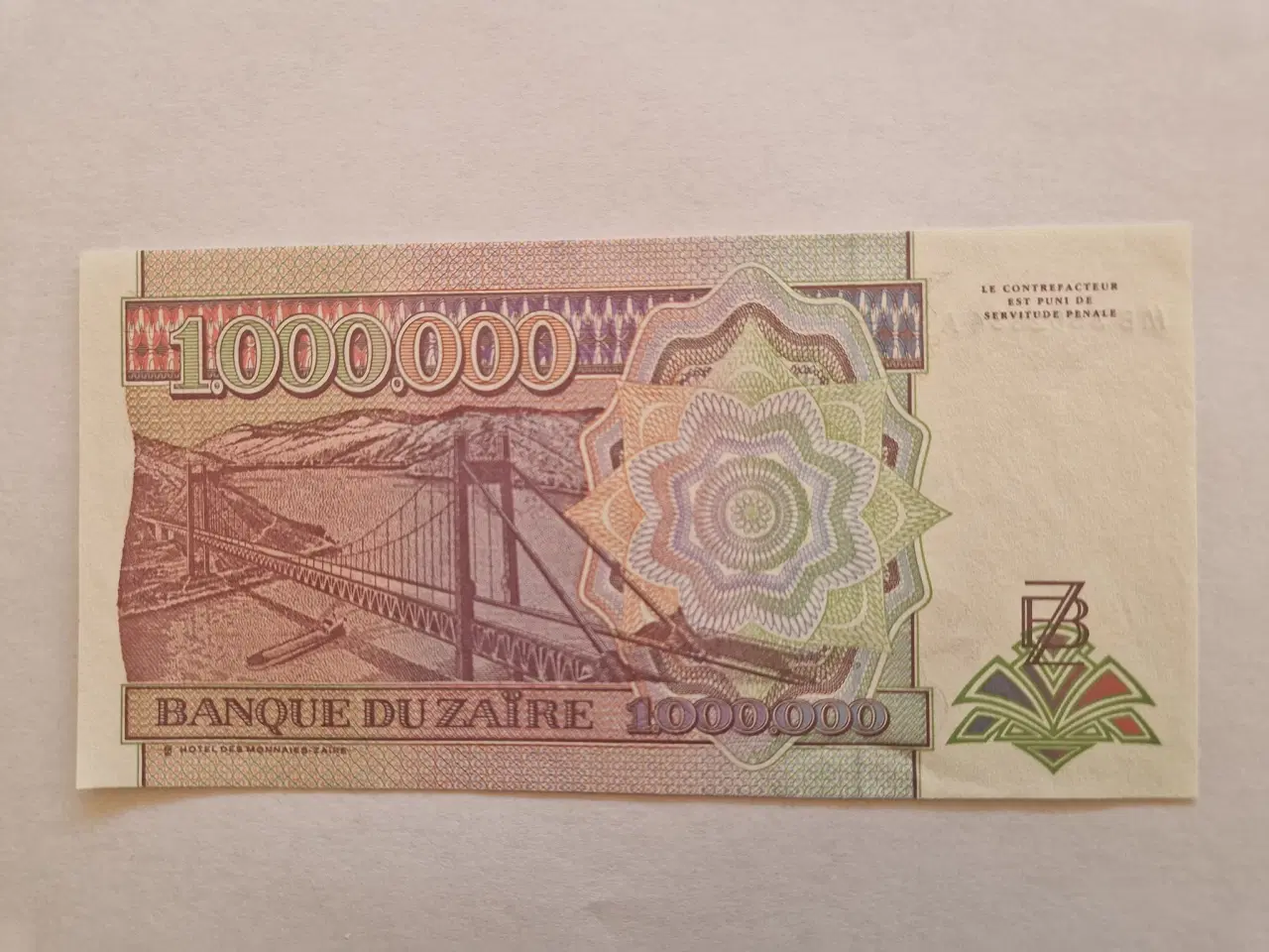 Billede 2 - 1.000.000 Zaires Zaire 1993