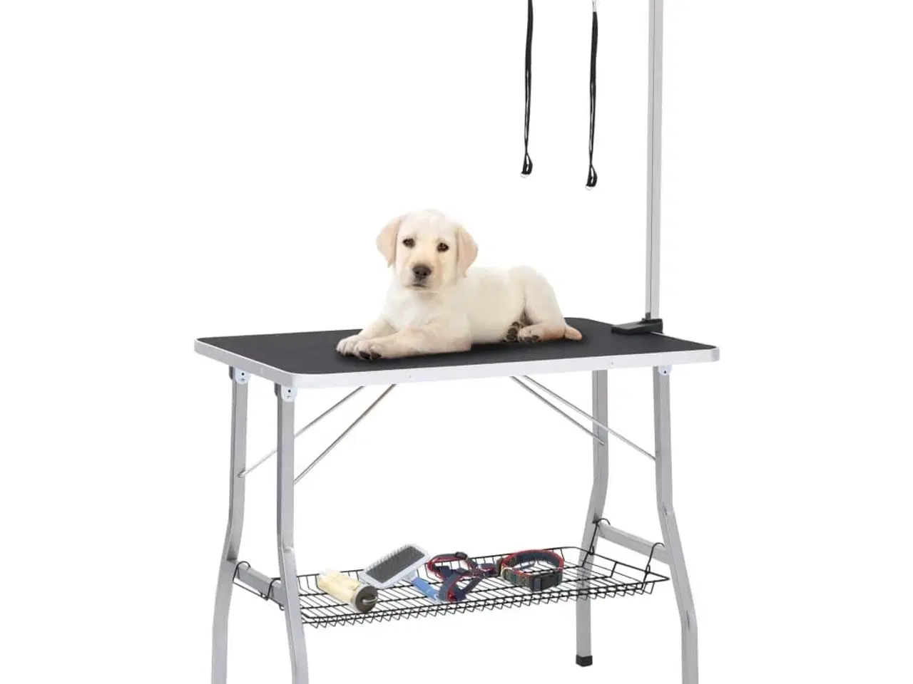 Billede 1 - Justerbart hundeplejebord med 2 løkker og kurv