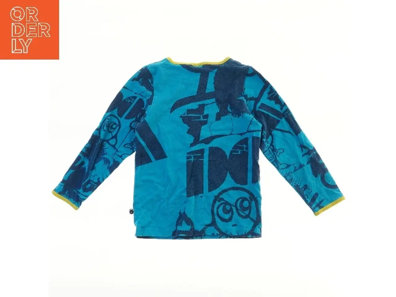 Billede 2 - Blå langærmet trøje med grafisk print fra Småfolk (str. 98)