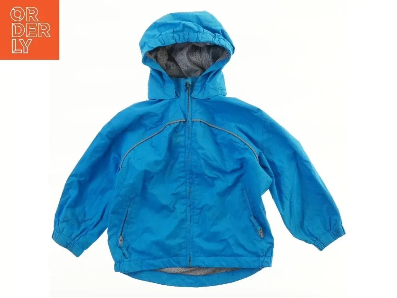 Billede 1 - Blå regnjakke med hætte (str. 92)