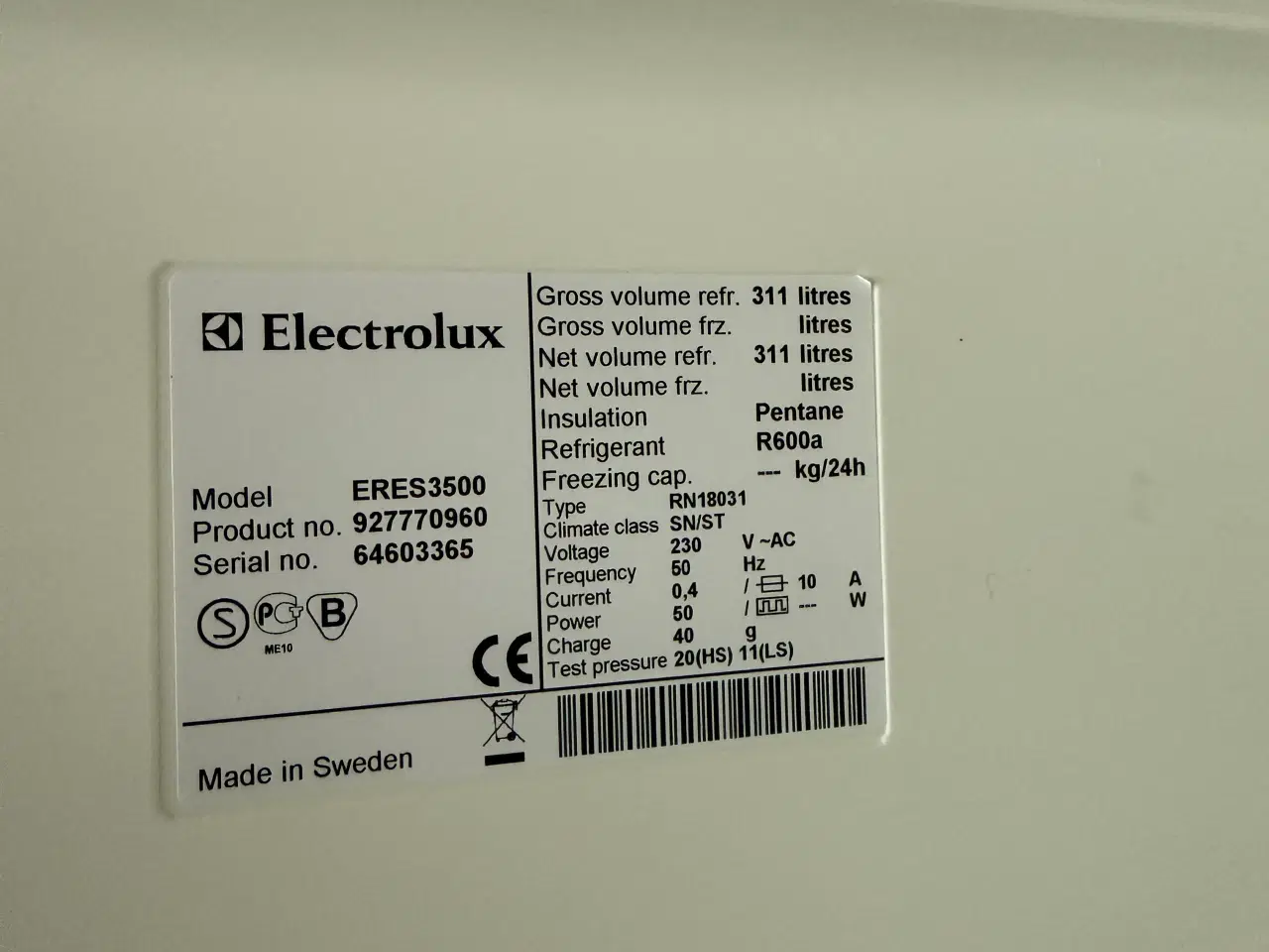 Billede 2 - Køleskab 311 liter fra Elevtrolux