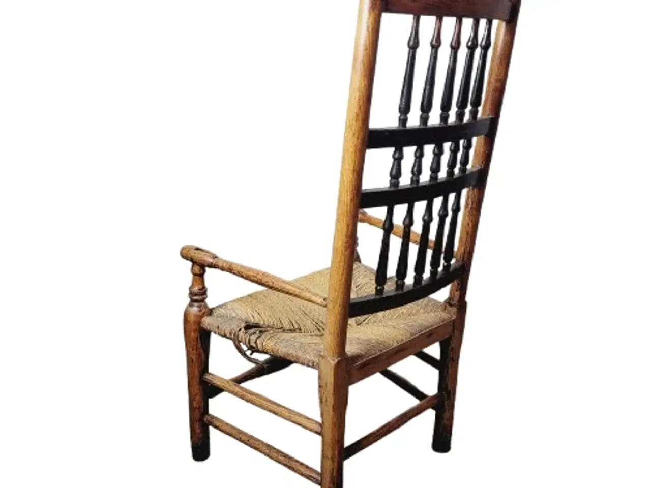 Billede 2 - Antik Lancashire Spindle-back armstol i massiv eg 