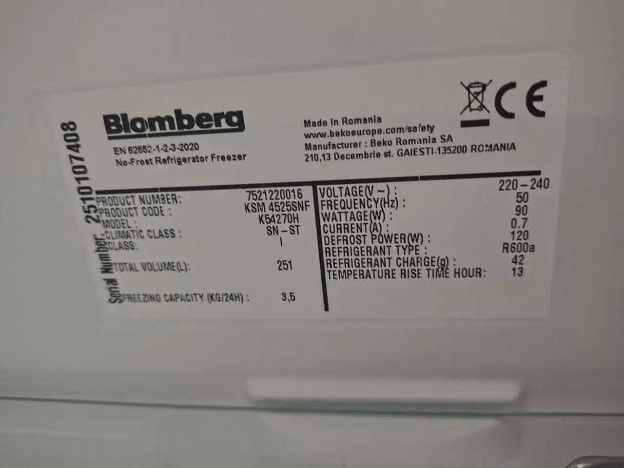 Billede 6 - Køl/frys, Demo BLOMBERG