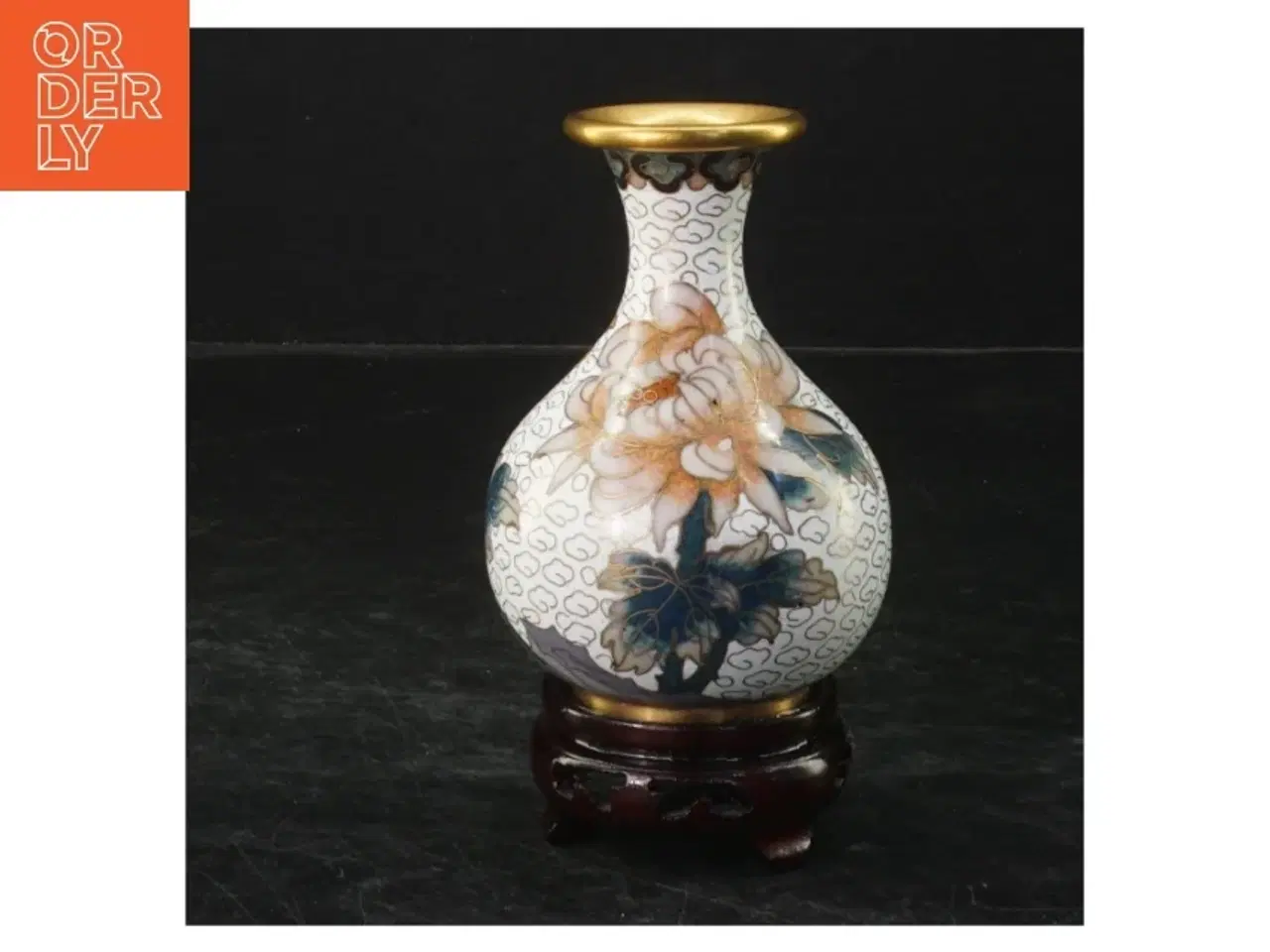 Billede 1 - Cloisonne emalje vase på stand (str. 10x7 cm)
