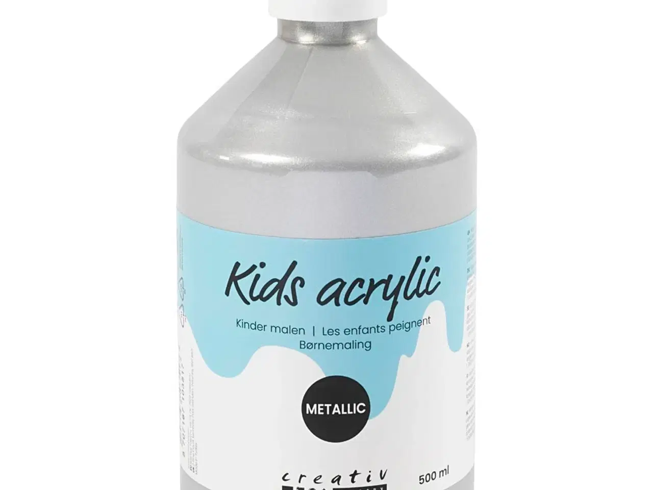 Billede 1 - Sølv Metallic Akrylmaling 500ml - Strålende Effekt