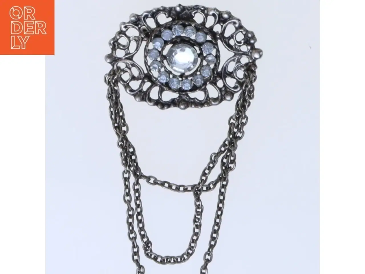 Billede 1 - Vintage broche med kæde (str. 5,5 cm)