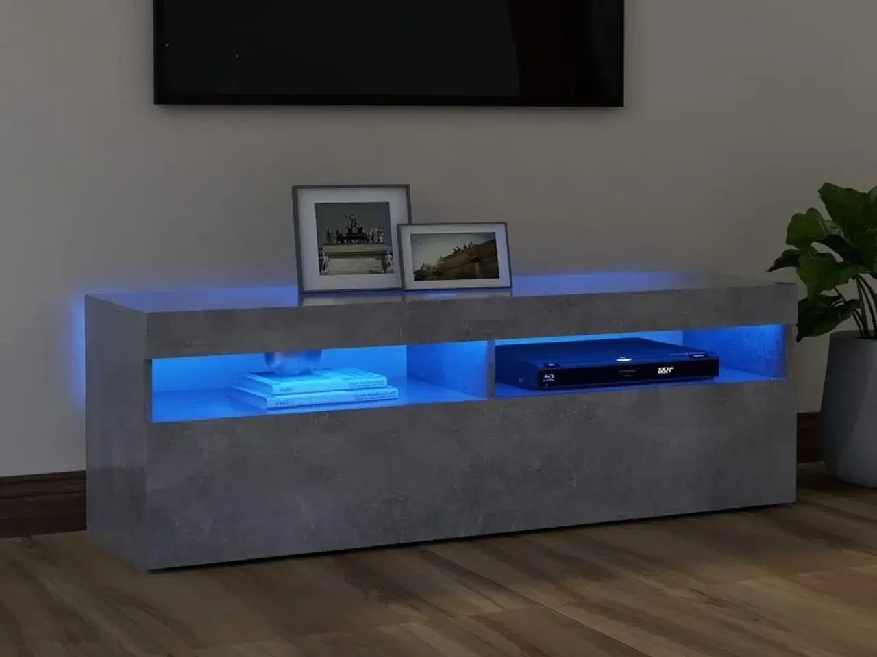 Billede 1 - Tv-bord med LED-lys 120x35x40 cm betongrå