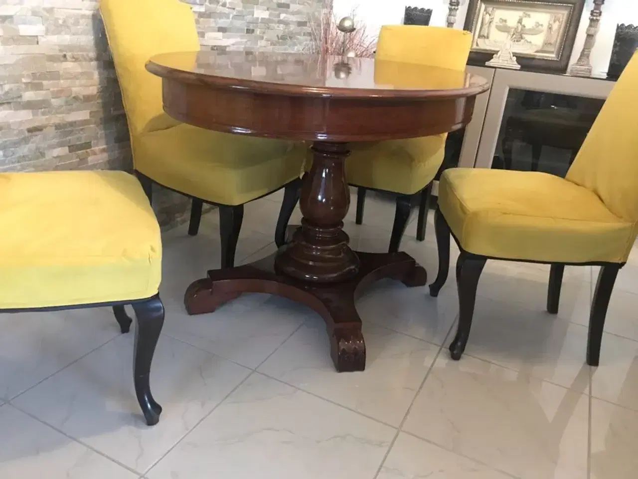 Billede 3 - Antik oval bord og 4 stole