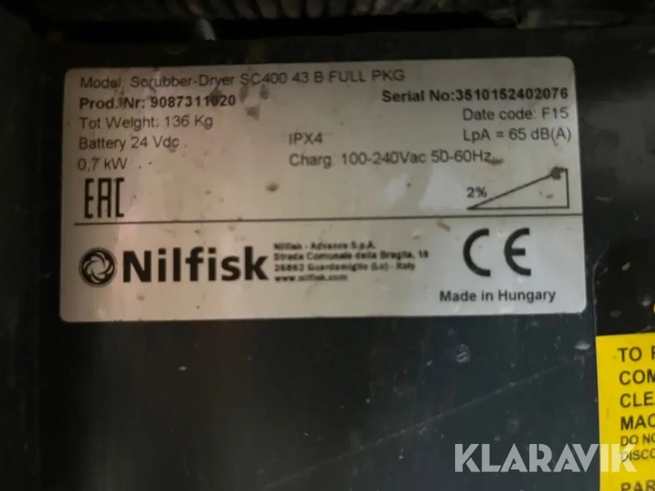 Billede 5 - Gulvvasker Nilfisk SC400