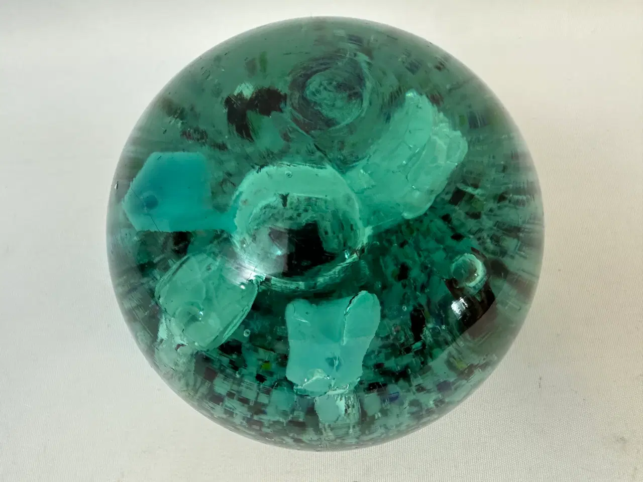 Billede 5 - Ældre brevpresse i glas (grønlig)