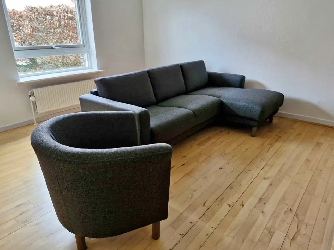 Billede 1 - Sofa med chaiselong go lænestol