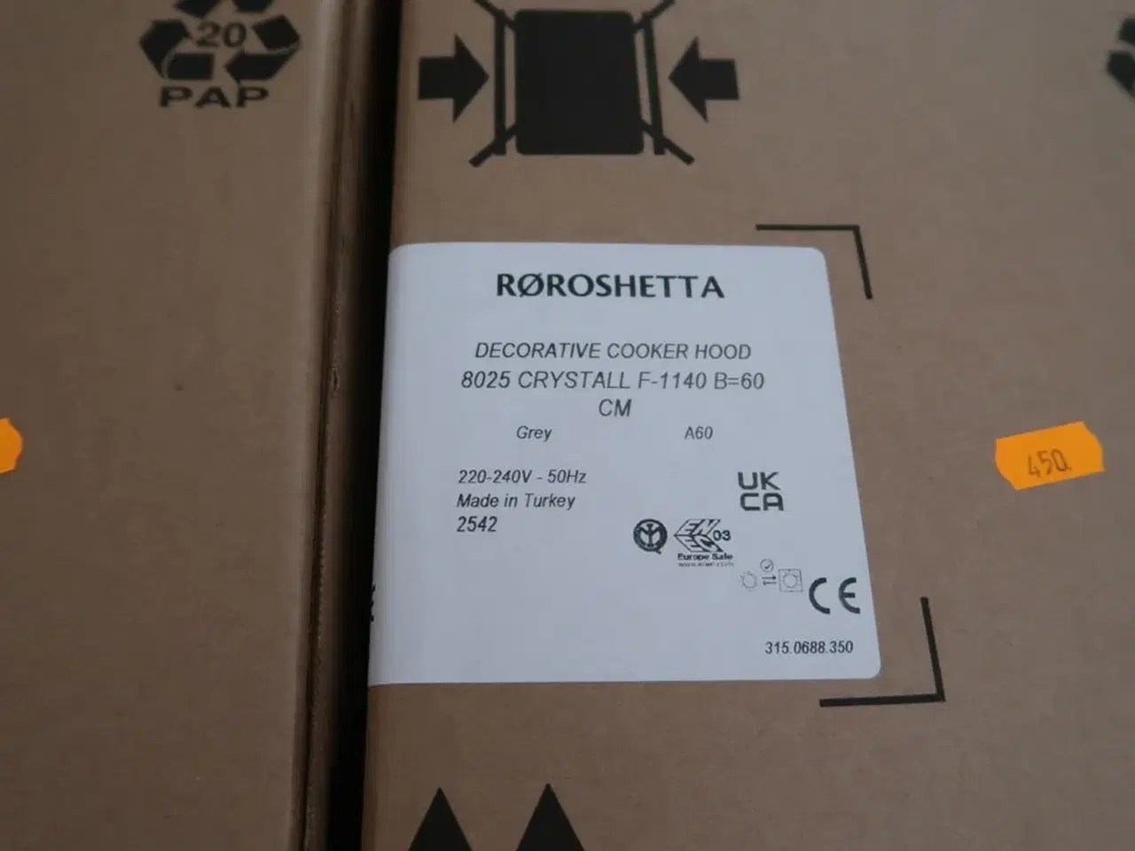 Billede 3 - Emhætte RØROSHETTA 8025 CRYSTALL F-1140