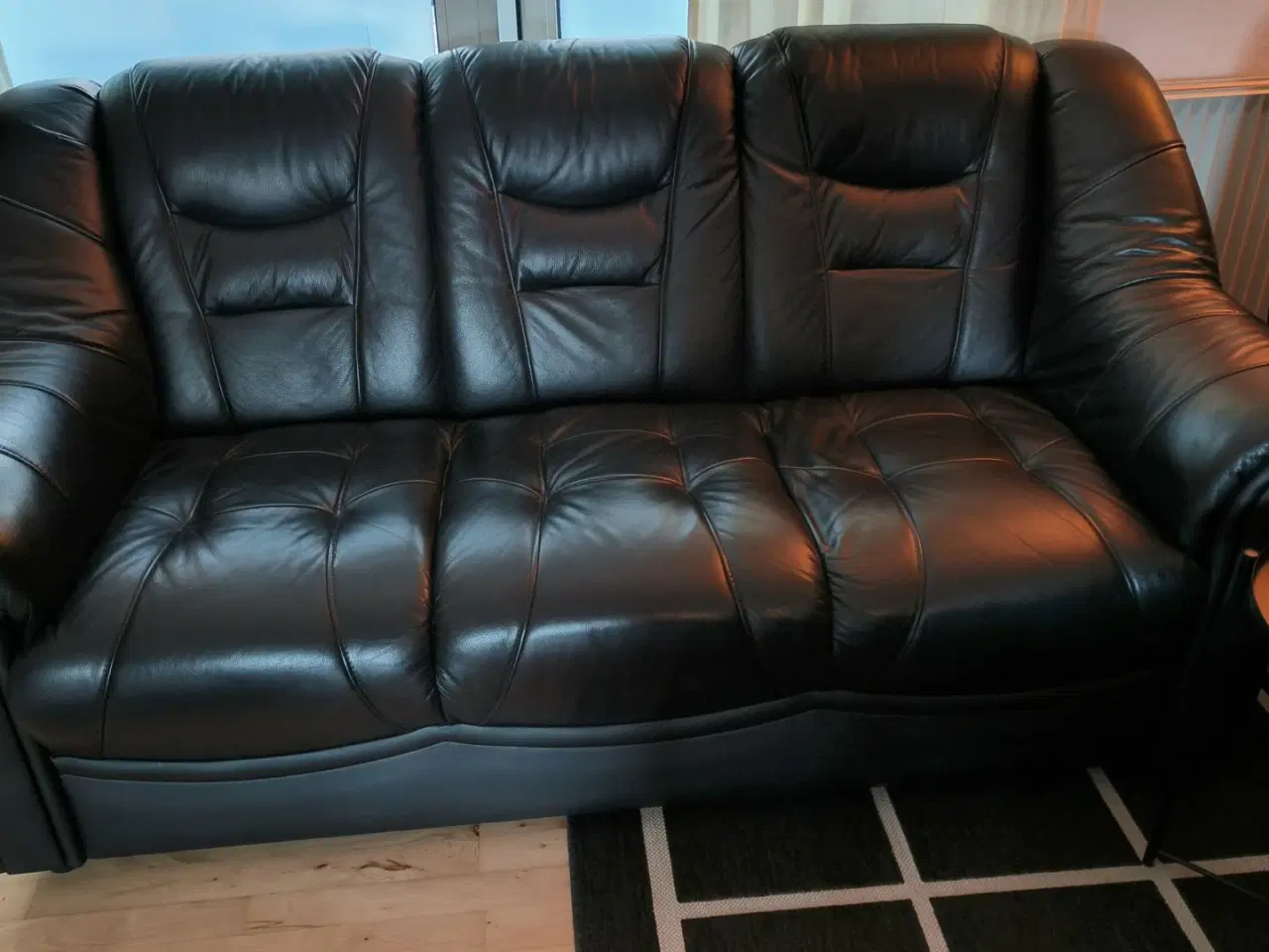 Billede 1 - 3-pers. lædersofa i ægte læder