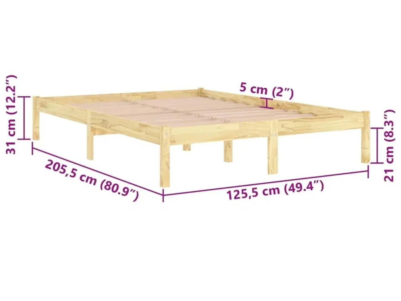 Billede 8 - Sengeramme 120x200 cm massivt fyrretræ