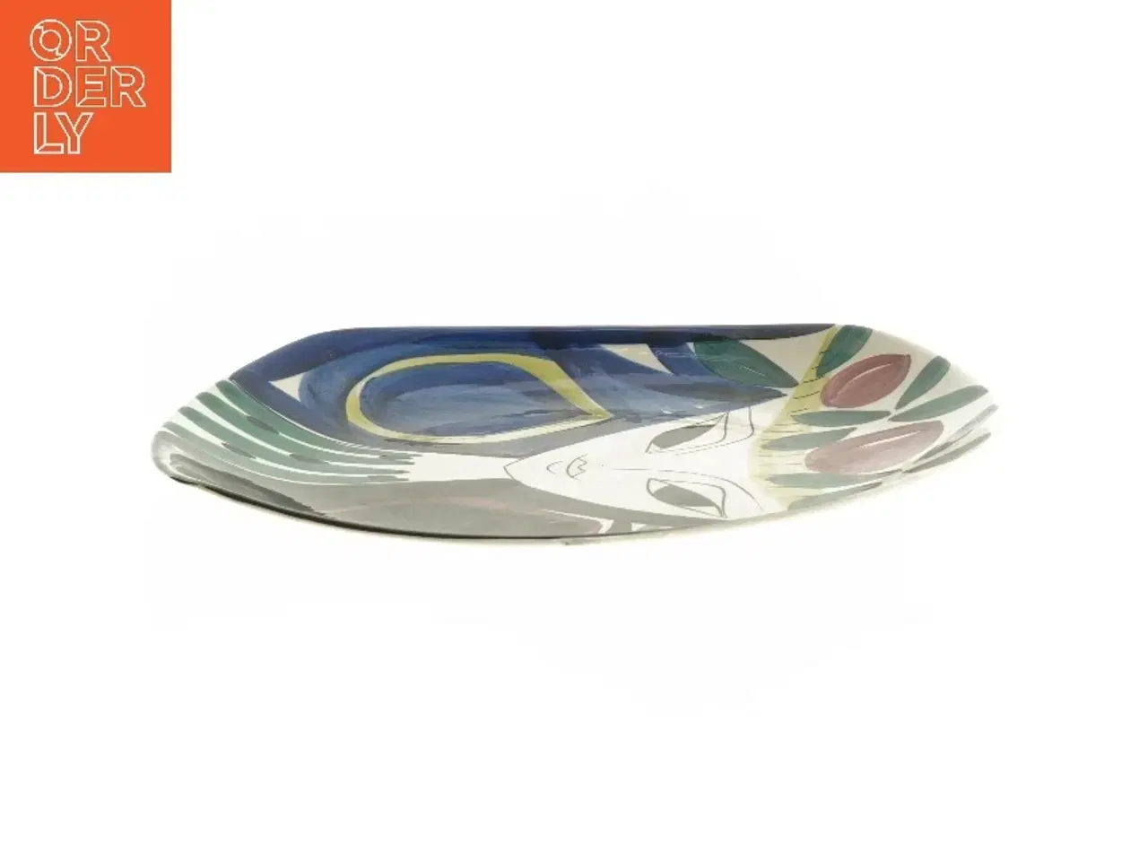 Billede 2 - Dekorativ tallerken med malet ansigt fra Stavangerflint (str. Ø 28,5 cm)