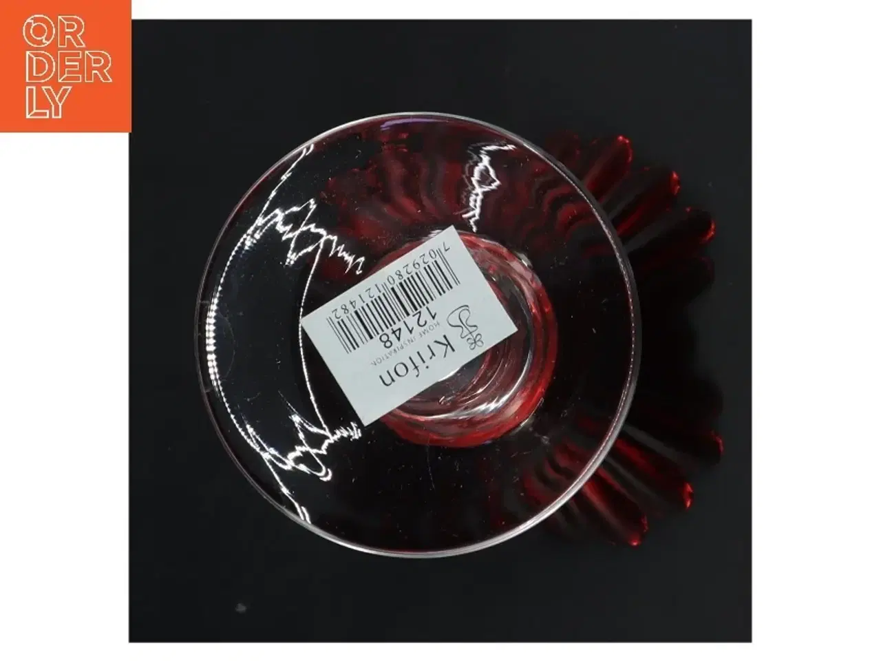 Billede 2 - Rød glaslysestage fra Krifon (str. 11x20 cm)