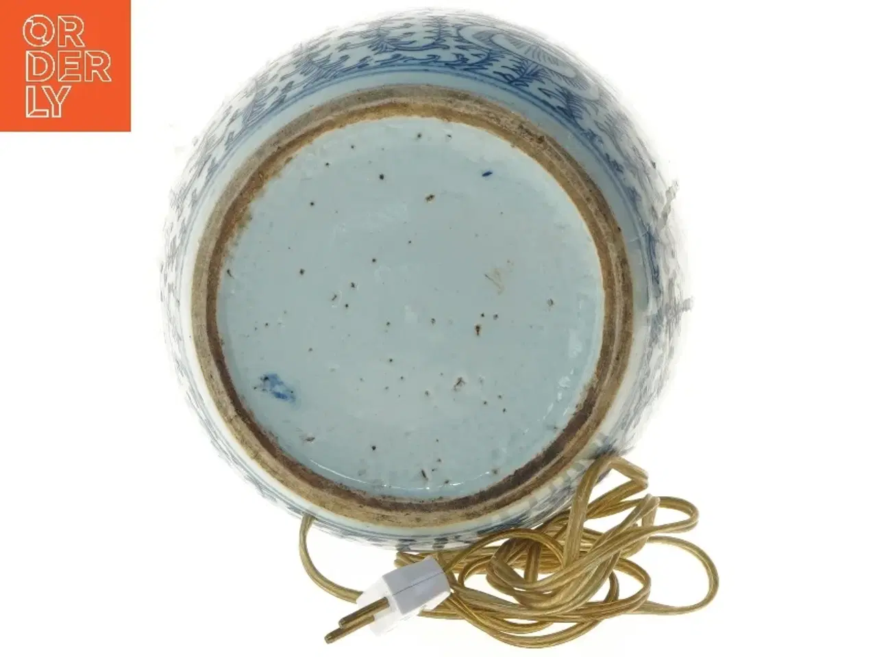 Billede 3 - Blå bordlampe med porcelænsbase (str. 54x20 cm)