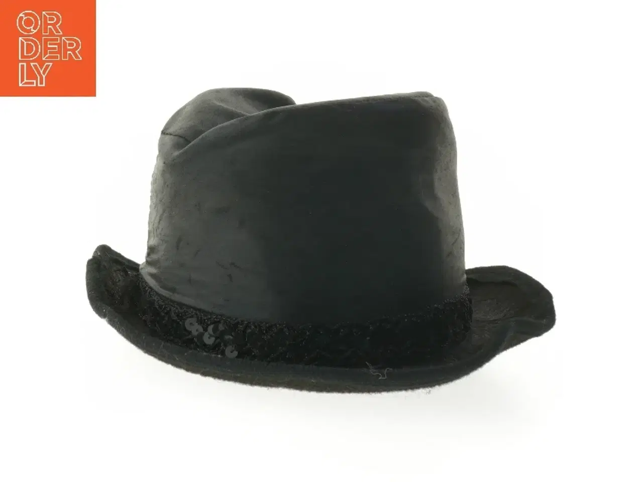 Billede 2 - Sort hat med dekorativ bånd (str. Ø 18 cm)