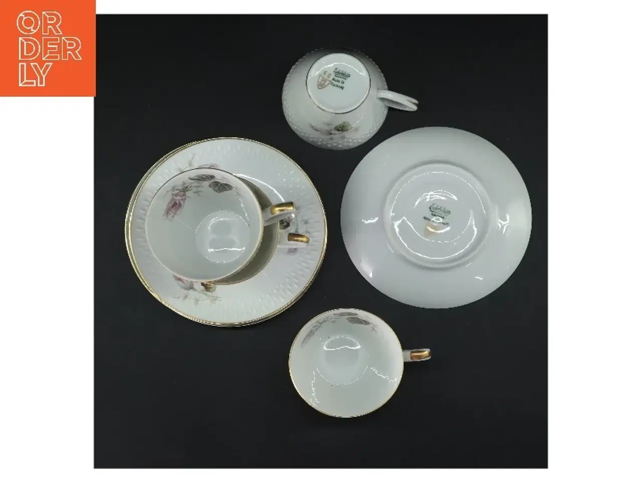 Billede 2 - Sæt af kaffekopper med underkopper fra Egersund (str. 4 stk Ø 7,5 & 13,5 cm)