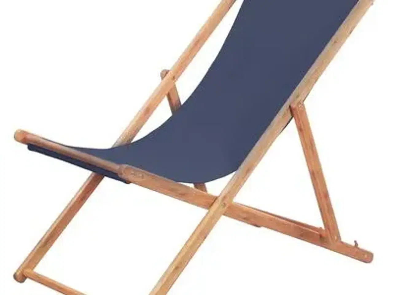 Billede 2 - vidaXL foldbar strandstol stof og træstel blå