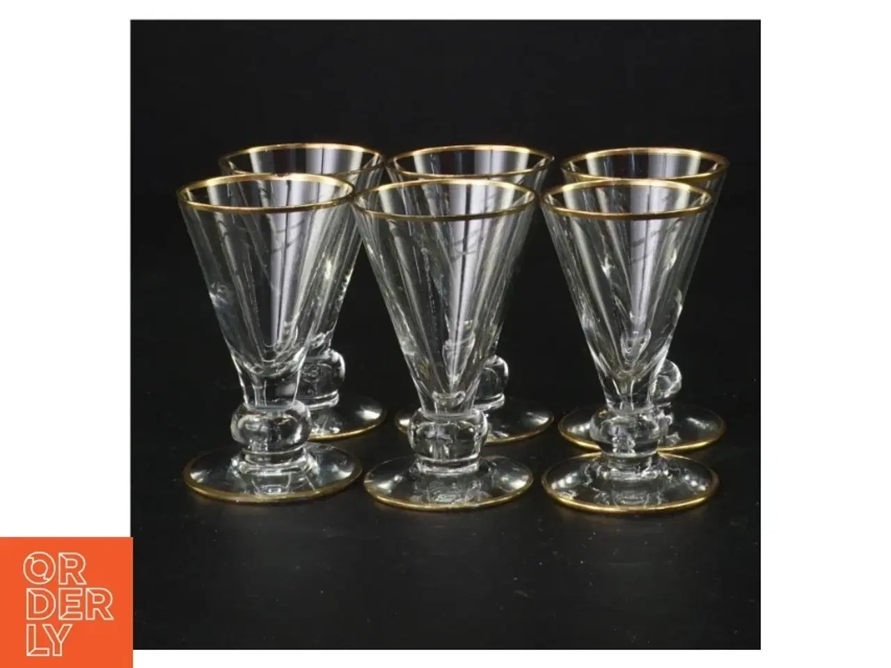 Billede 1 - Vintageglas med guldkant (str. 8 x 5 cm)