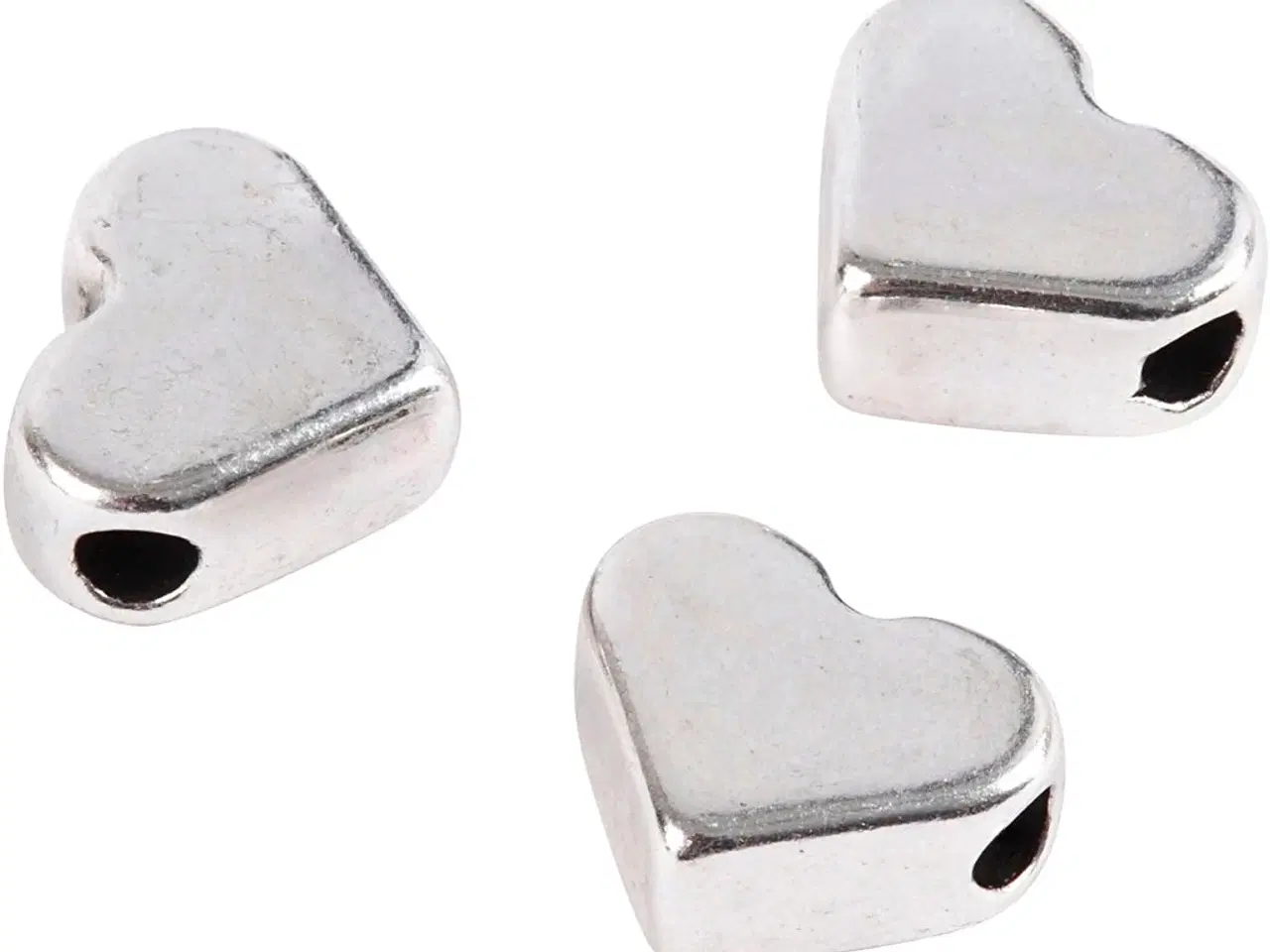 Billede 1 - Forsølvet Ledperle Metalhjerte 5,5x7 mm - 3 stk.