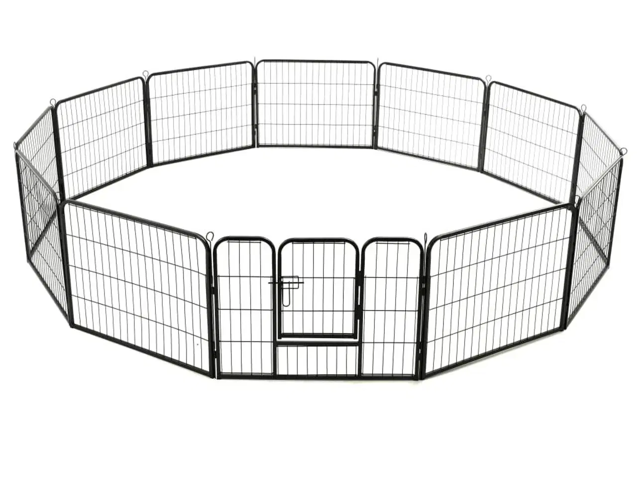 Billede 4 - Løbegård til hunde 12 paneler sort 80 x 60 stål