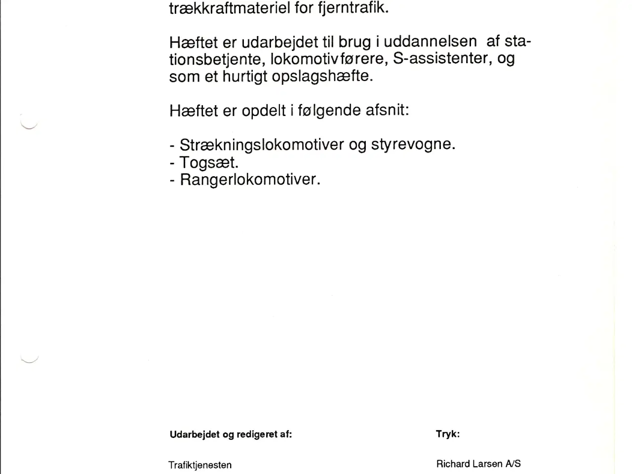 Billede 2 - DSB A4 hæfte "Trækkraftmateriel for Fjerntrafik"