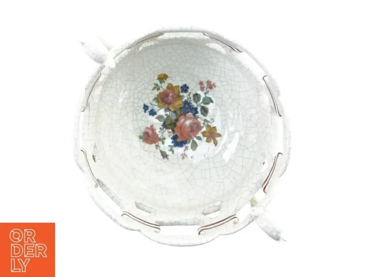 Billede 2 - Opsats i porcelæn med blomstermotiv. (Højde 15 cm. Bredde 20 cm.)