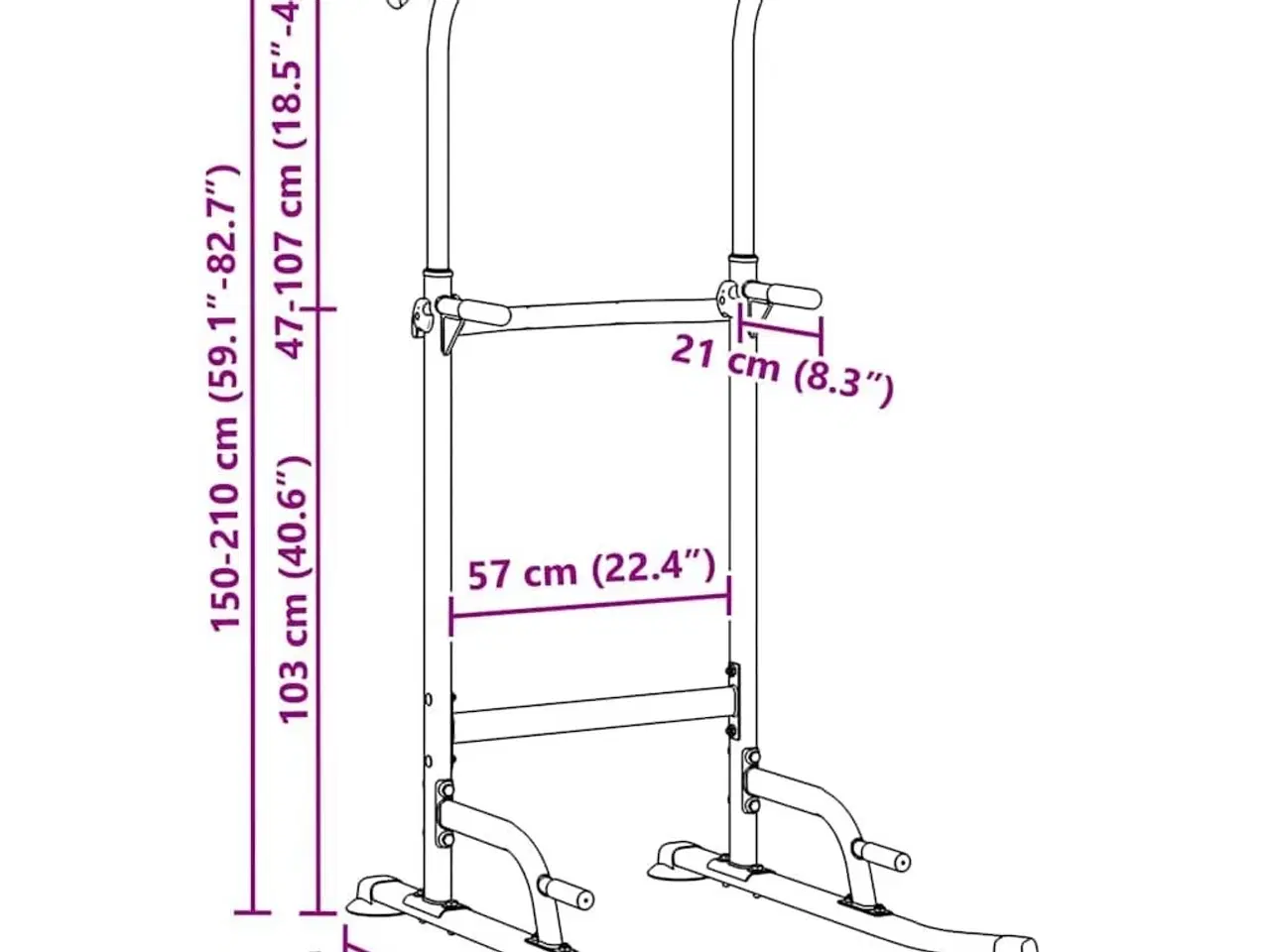 Billede 7 - Power Tårn Dip Station Andet Sort 95 x 102 x (160-210) cm