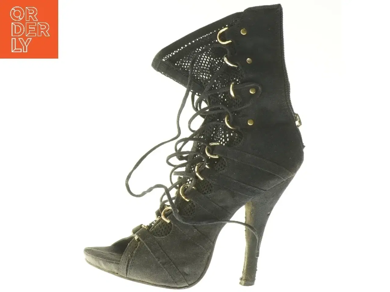 Billede 1 - Sort snørestøvler med hæl (str. 37 )