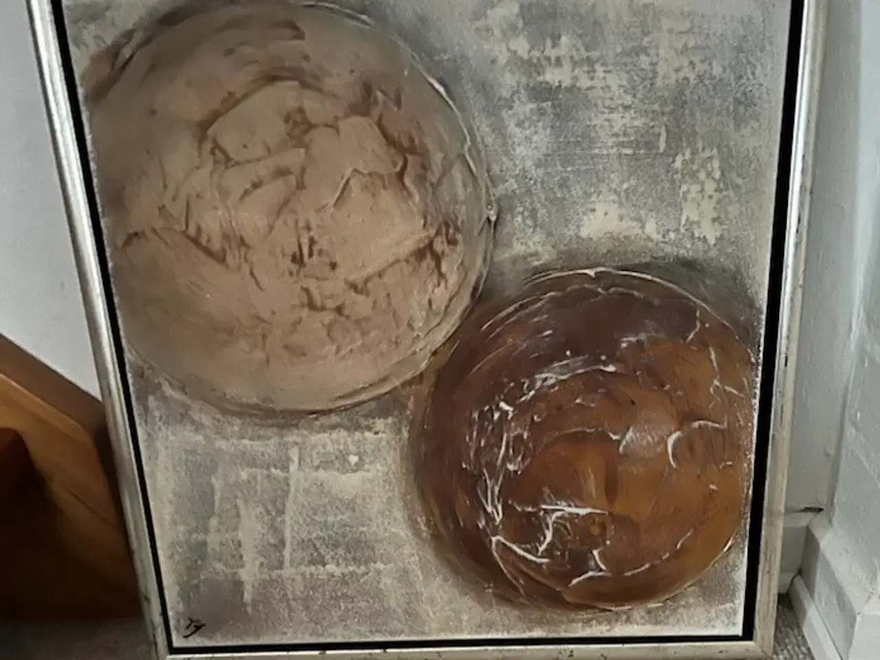 Billede 2 - 2 FLOTTE MALERIER I SVÆVERAMMER, 44X44 CM